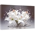 thumbnail image 1 of ZHONGYUTONG White Lily Flower Wall Art Canvas Floral Blooming in Water Pictures Still Life Painting for Bathroom Decor Framed (16.00" x 24.00"), 1 of 5