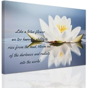 ZHONGYUTONG White Lotus Flower Wall Art Lotus Motivational Quotes Zen Decor for Bathroom Yoga Office Flower on Water Pictures Spa Canvas Prints Framed 12.00" x 18.00"
