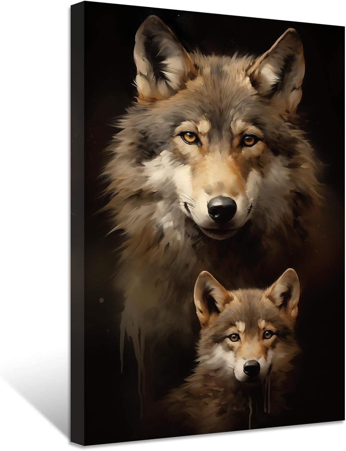 ZHONGYUTONG Wolf Canvas Wall Art Cute Baby Wolf Picture Prints Forest Animal Portraits Paintings Vintage Artwork for Kids Room Nursery Framed (12.00" x 18.00")