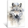 thumbnail image 1 of ZHONGYUTONG Wolf Canvas Wall Art Wolf Face Watercolour Poster Prints Abstract Animal Pictures for Modern Nursery Kids Room Decor Framed (12.00" x 18.00"), 1 of 6