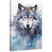 ZHONGYUTONG Wolf Wall Art Wildlife Canvas Wolf Face Picture Poster Watercolour Animal Painting Head Print for Bedroom Decor Framed 12.00" x 18.00"