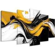 ZHONGYUTONG Yellow Black White Abstract Wall Art Large 5 Pieces Wall Decor Canvas Prints Modern Living Room Bedroom Office Home Decor Framed 8x14inx2pcs 8x18inx2pcs 8x22inx1pcs