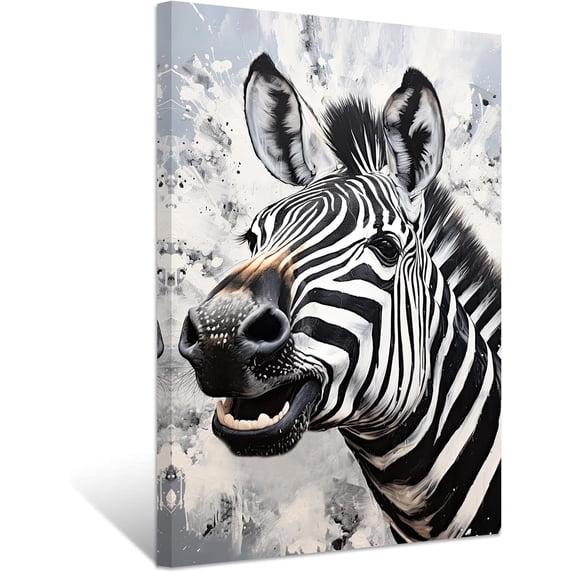 ZHONGYUTONG Zebra Canvas Wall Art Black and White Zebra Picture Prints African Animal Paintings Wall Decor for Kids Room Nursery Framed (12.00" x 18.00")
