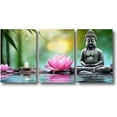 thumbnail image 1 of ZHONGYUTONG Zen Bathroom Wall Art 3 Pieces Buddha Water Lily Green Bamboo Candle Picture Prints Lotus Flower Canvas Poster Spa Artwork Meditation Room Decor (20.00" x 28.00" x 3PCS), 1 of 6