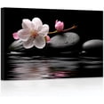 thumbnail image 1 of ZHONGYUTONG Zen Bathroom Wall Art Pebble Stones Pink Floral on Water Canvas Prints Spiritual Picture Artwork for Office Yoga Spa Meditation Room Framed (12.00" x 18.00"), 1 of 6