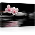 thumbnail image 1 of ZHONGYUTONG Zen Bathroom Wall Art Pebble Stones Pink Floral on Water Canvas Prints Spiritual Picture Artwork for Office Yoga Spa Meditation Room Framed (28.00" x 42.00"), 1 of 6