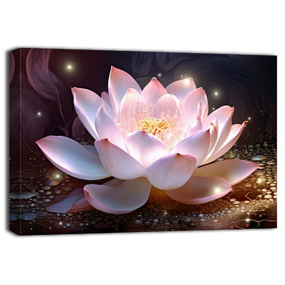 ZHONGYUTONG Zen Canvas Art Print Lotus Flower Picture Floral Bloom Paintings Yoga Decor (20"x30")