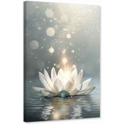 ZHONGYUTONG Zen Canvas Wall Art Bathroom Lotus Flower Bloom in Water Picture Yoga Spa Painting for Meditation Spiritual Decor Framed 12.00" x 18.00"