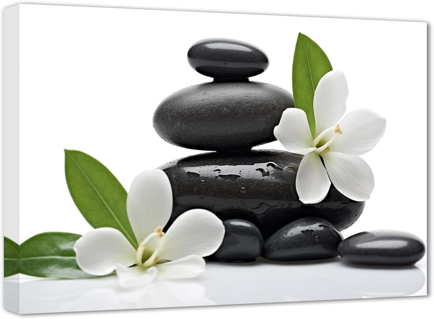 ZHONGYUTONG Zen Canvas Wall Art Black Stones with Magnolia Blossoms ...