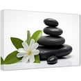 thumbnail image 1 of ZHONGYUTONG Zen Canvas Wall Art Black Stones with Magnolia Blossoms Picture Prints Nature Spiritual Painting Spa Artwork for Meditation Room Decor Framed (24.00" x 36.00"), 1 of 6