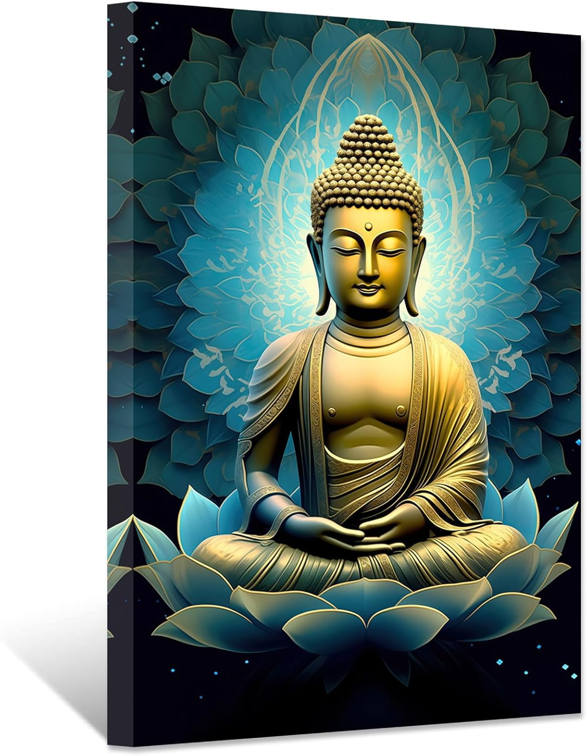 ZHONGYUTONG Zen Canvas Wall Art Buddha Painting with Lotus Flowers ...