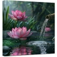 thumbnail image 1 of ZHONGYUTONG Zen Canvas Wall Art Lotus Flower Picture Prints Pink Water Lily Nature Spa Painting Spiritual Artwork for Meditation Room Decor Framed (16.00" x 16.00"), 1 of 6