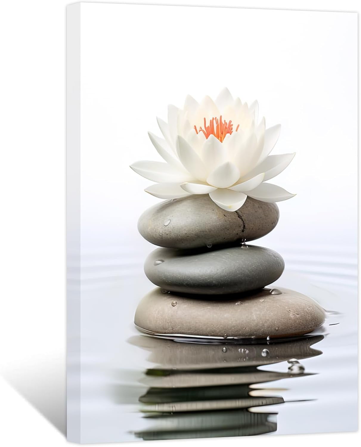 ZHONGYUTONG Zen Canvas Wall Art Lotus Flower Stones Pictures Spa Water ...