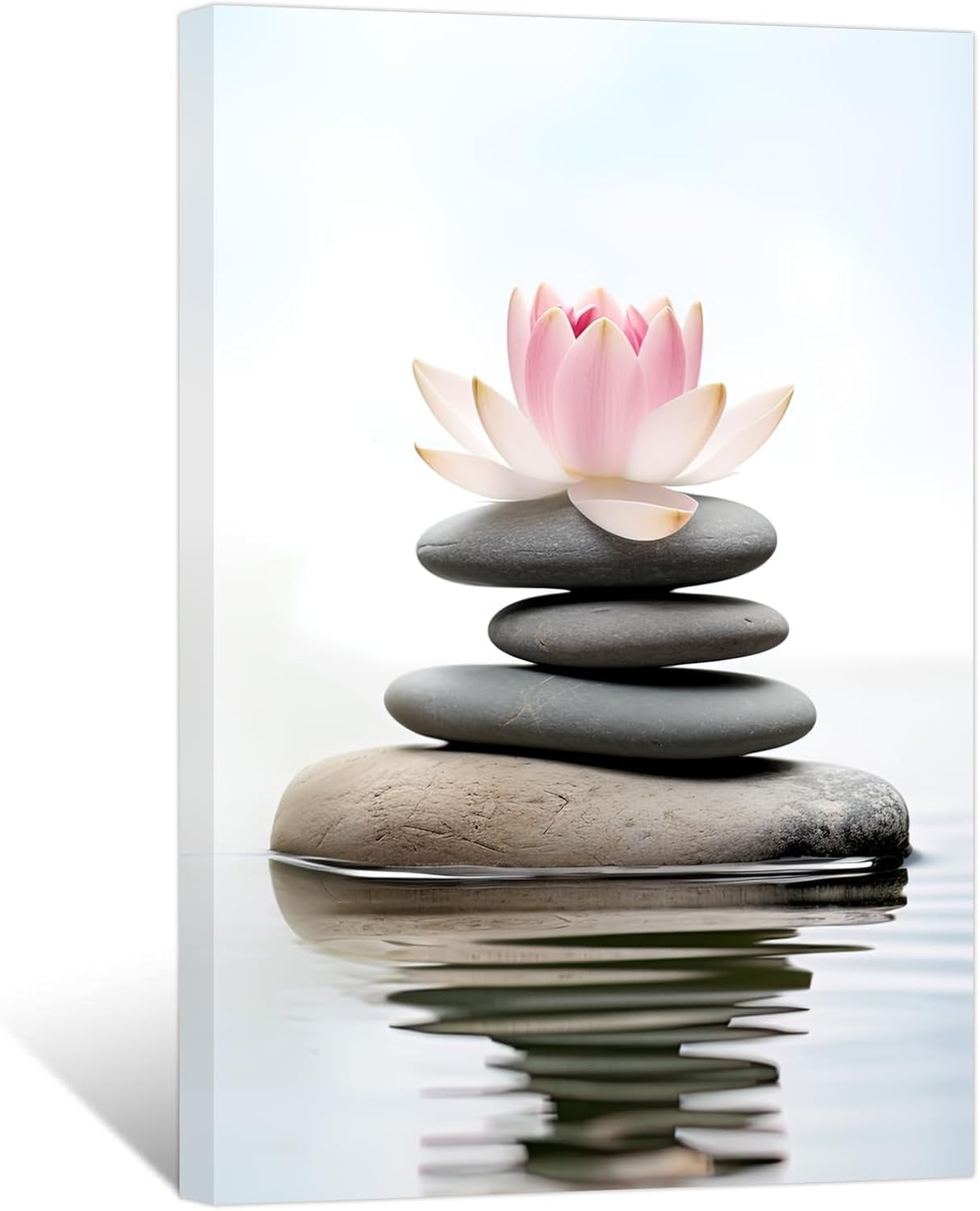 ZHONGYUTONG Zen Canvas Wall Art Lotus Flower Stones Pictures Spa Water ...
