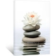 thumbnail image 1 of ZHONGYUTONG Zen Canvas Wall Art Lotus Flower Stones Pictures Spa Water Painting Prints Bathroom Decor for Spiritual Meditation Room Yoga Office (16.00" x 24.00"), 1 of 6