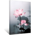 thumbnail image 1 of ZHONGYUTONG Zen Canvas Wall Art Pink Lotus Flower Leaf Paintings Blooming Water Lily Floral Pictures Prints Spa Artwork for Meditation Spiritual Room Framed (24.00" x 36.00"), 1 of 5