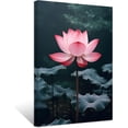 thumbnail image 1 of ZHONGYUTONG Zen Canvas Wall Art Pink Lotus Flower Leaf Paintings Blooming Water Lily Floral Pictures Prints Spa Artwork for Meditation Spiritual Room Framed (20.00" x 30.00"), 1 of 5