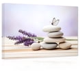 thumbnail image 1 of ZHONGYUTONG Zen Canvas Wall Art Purple Lavender Stone Butterfly Picture Spiritual Painting (12"x18"), 1 of 5
