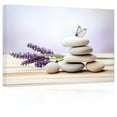 thumbnail image 1 of ZHONGYUTONG Zen Canvas Wall Art Purple Lavender Stone Butterfly Picture Spiritual Painting (16"x24"), 1 of 6