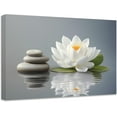 thumbnail image 1 of ZHONGYUTONG Zen Canvas Wall Art Stone Lotus Flower Picture Prints Water Lily Nature Spa Painting Bathroom Artwork for Meditation Spiritual Room Decor (12.00" x 18.00"), 1 of 6