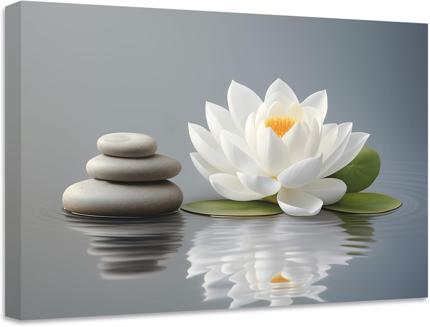 ZHONGYUTONG Zen Canvas Wall Art Stone Lotus Flower Picture Prints Water ...