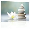 thumbnail image 1 of ZHONGYUTONG Zen Canvas Wall Art Stones and Flowers Butterfly Pictures Prints Spa Artwork (20"x30"), 1 of 6