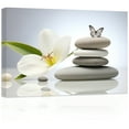 thumbnail image 1 of ZHONGYUTONG Zen Canvas Wall Art Stones and Flowers Butterfly Pictures Prints Spa Painting (12"x18"), 1 of 6