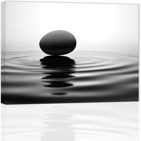 ZHONGYUTONG Zen Stone Wall Art Black and White Zen Canvas Picture Spa Stones Print Bathroom Spa Room Yoga Meditation Living Room Wall Decor Frame (12" x 18")