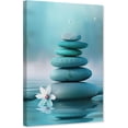 thumbnail image 1 of ZHONGYUTONG Zen Stones Canvas Wall Art Teal Spa Stones Picture Spiritual Meditation Painting Print for Bathroom Decor Framed (12.00" x 18.00"), 1 of 5