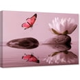 thumbnail image 1 of ZHONGYUTONG Zen Wall Art Canvas Lotus Flower and Red Butterfly Pictures Spa Stones Painting Meditation Spiritual Bathroom Wall Decor Framed (16.00" x 24.00"), 1 of 5