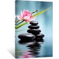 thumbnail image 1 of ZHONGYUTONG Zen Wall Art Stones Pink Lotus on Water Canvas Prints Spiritual Picture Bathroom Relaxing Artwork for Office Yoga Spa Meditation Room Framed (28.00" x 42.00"), 1 of 6