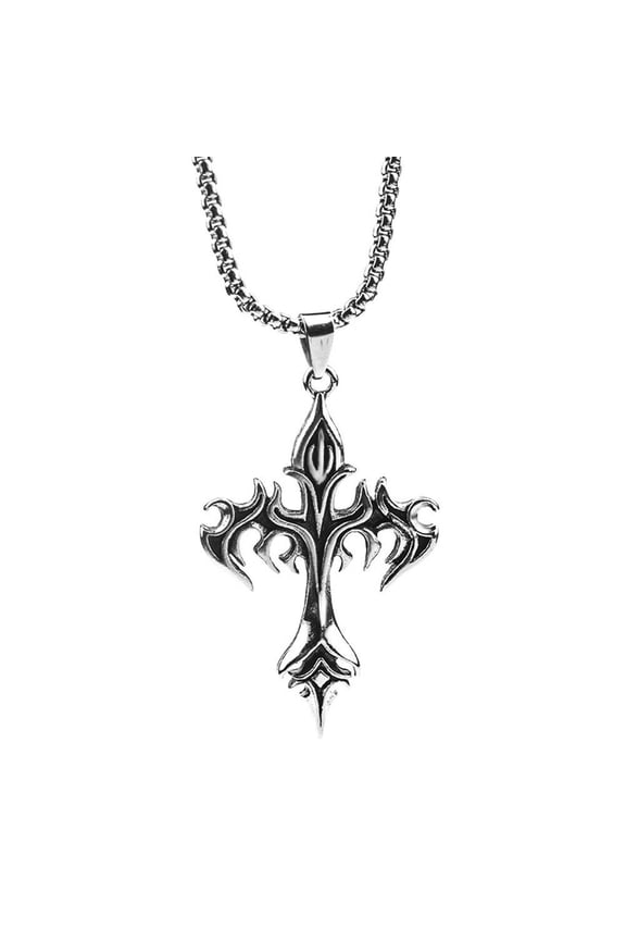 ZHOSXRC Gothic Cross Nelace for Men,Cross Nelace for Men,Stainl Stl Religious Retro Nail Cross Pendant Nelace,Pk Jewelry Stainl Stl Chain Nelace N0X8