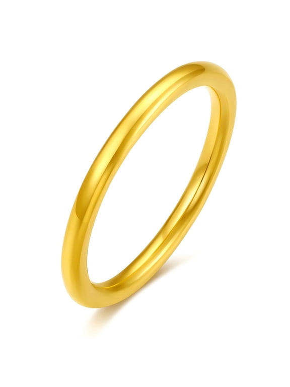 1.75mm 24K Gold Ring, Dome-Shaped, Polished Wedding Band for Men and Women, Comfort Fit, Sz 4.5