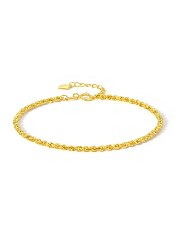 18K Gold Wheat Chain Bracelet Minimalist Twisted Rope Design Anniversary Gift for Women