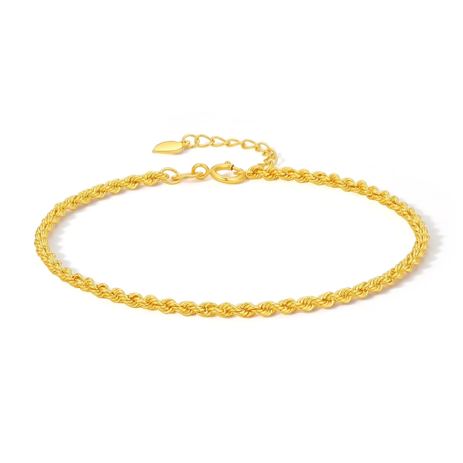 ZHOU LIU FU 18K Gold Wheat Chain Bracelet Minimalist Twisted Rope Design Anniversary Gift for Women