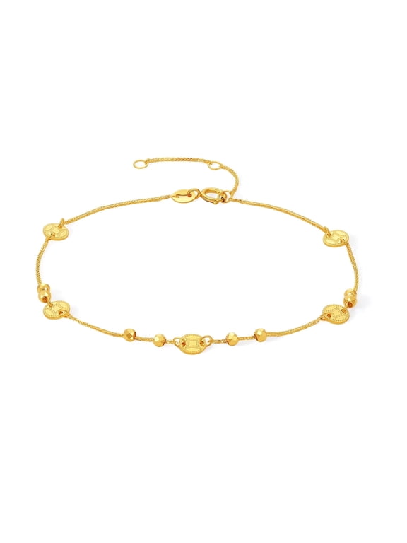 18K Gold Chain Bracelet Copper Chinese Feng Shui Fortune Coins Beaded Timeless Daily Jewelry for Women C0721051