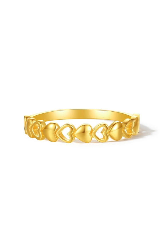 18K Gold Ring Heart Stackable Band Dainty Jewelry for Women Size 14 C0113182