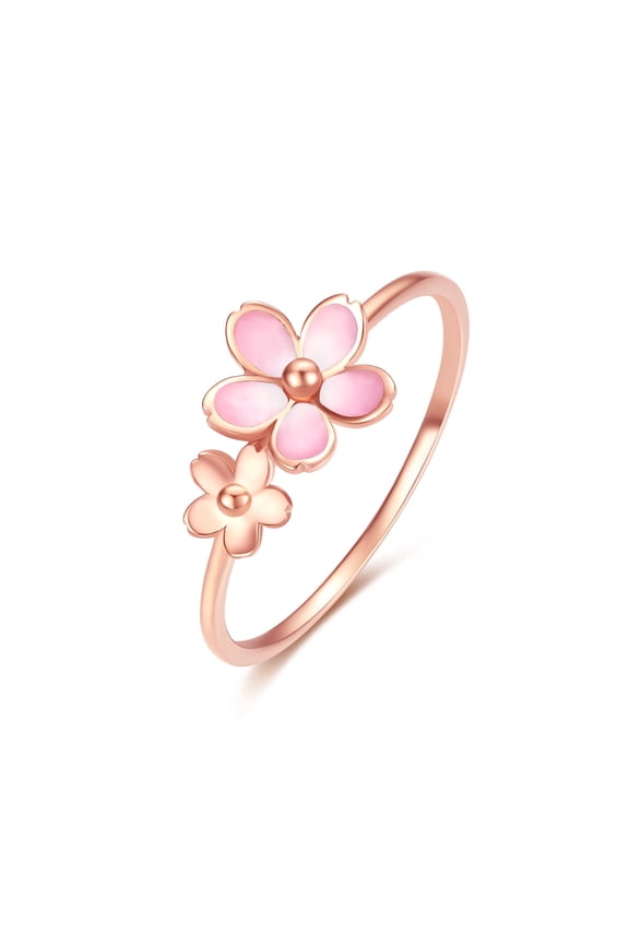 18K Rose Gold Ring Chic Double Floral Band for Women Size 12 KIHH016836