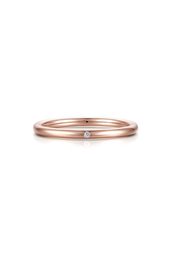 18K Rose Gold Ring Dainty Wedding Band Stackable Ring for Women Lover Anniversary US6 KRDB015983