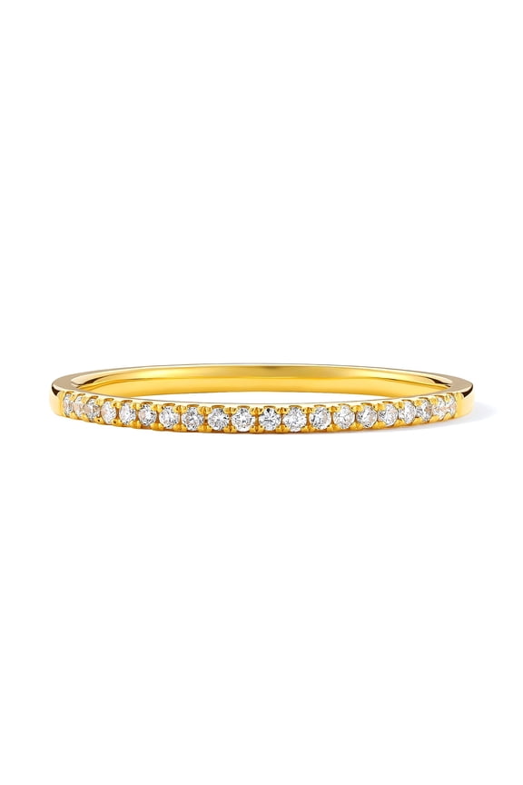 18K Solid Gold Diamond Rings - 0.09ct Stackable Wedding Band Eternity Ring for Women Size 5.5