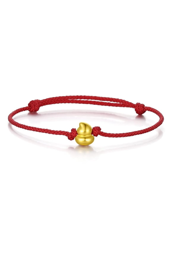 24K Gold Bracelets Solid Gold Jewelry Adjustable Gourd Red Braided Bracelets for Women Men Mom Daughter A178747