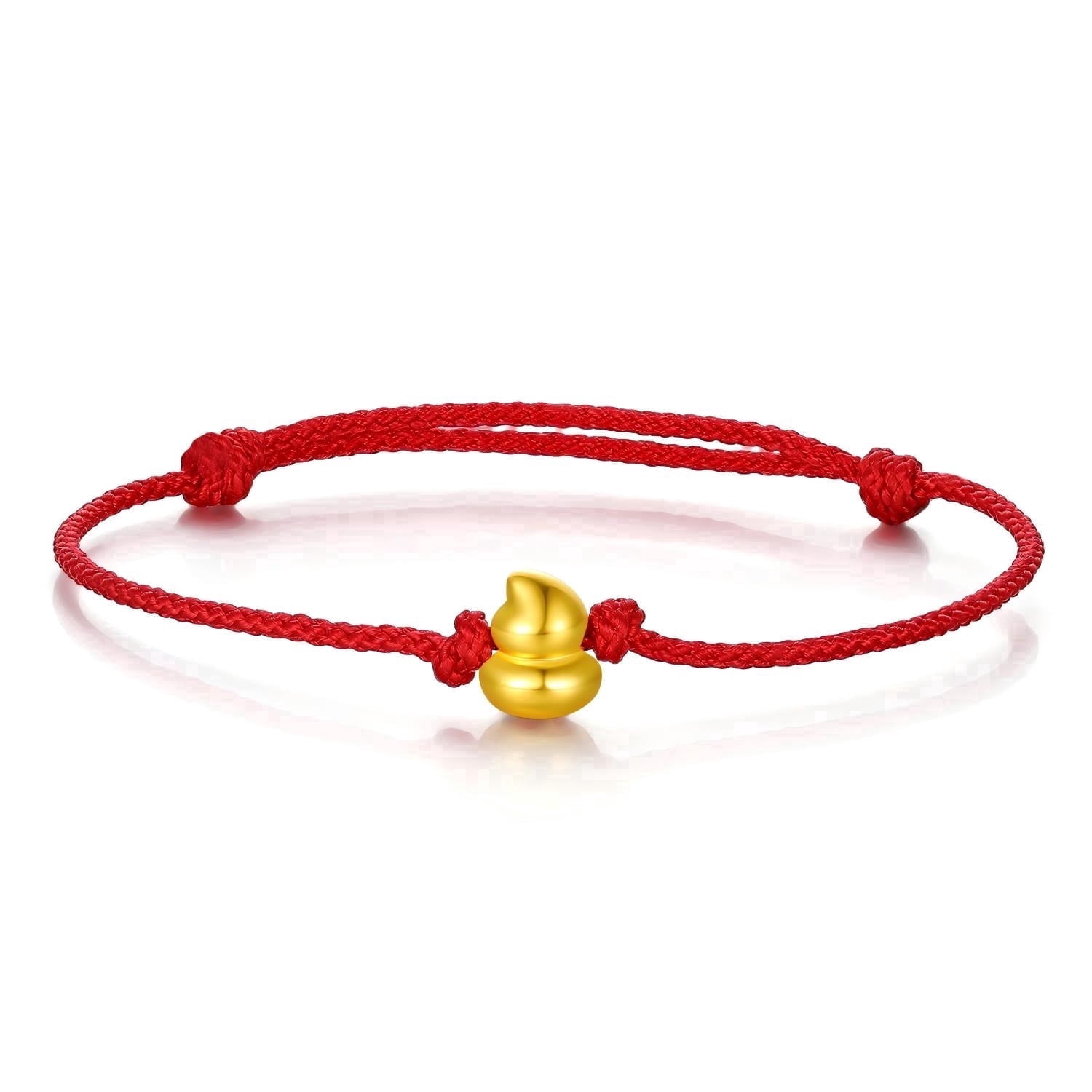 ZHOU LIU FU 24K Gold Gourd Charm Red String Bracelet, Adjustable Hulu Feng Shui Bracelet for Women & Men, Protection & Good Fortune