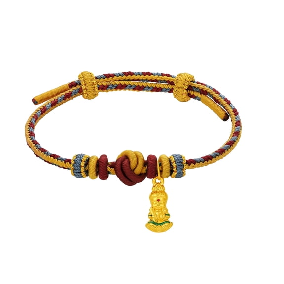 ZHOU LIU FU 24K Gold Braided Bracelet Akasagarbha Bodhisattva Charm for Men Women 20cm A1715216