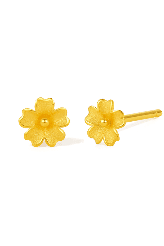 24K Gold Stud Earrings Fashion Small Flower Jewelry for Women A0910969