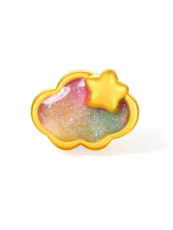 24K Gold Enamel Cloud Charm with Pink Braided Rope for Women Daughter, Bubble Glow Enamel Collection