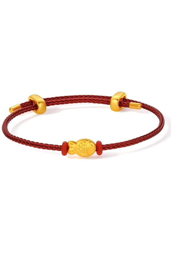 24K Gold Fish Charm Red String Bracelet for Women Men Dainty Jewelry Anniversary Birthday Gift