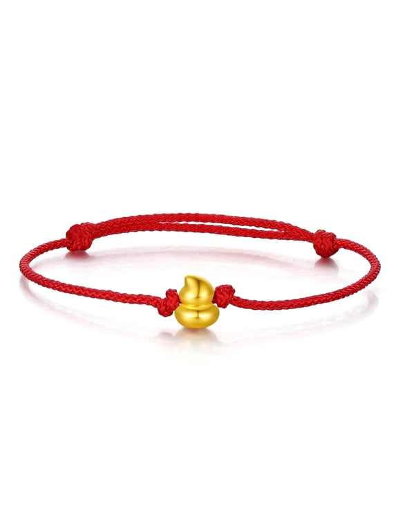 24K Gold Gourd Charm Red String Bracelet, Adjustable Hulu Feng Shui Bracelet for Women & Men, Protection & Good Fortune