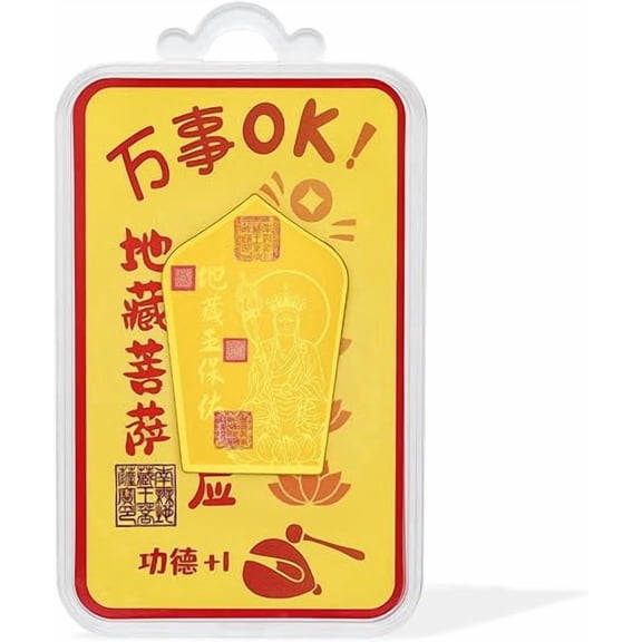 ZHOU LIU FU .9999 Gold Ksitigarbha Bodhisattva Charm Amulet Feng Shui Jewelry Desktop Decoration for Women Men