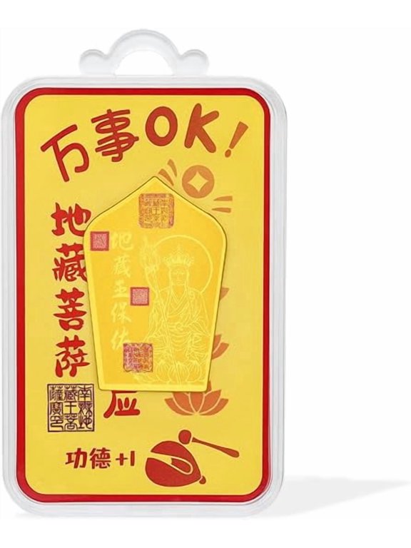 .9999 Gold Ksitigarbha Bodhisattva Charm Amulet Feng Shui Jewelry Desktop Decoration for Women Men