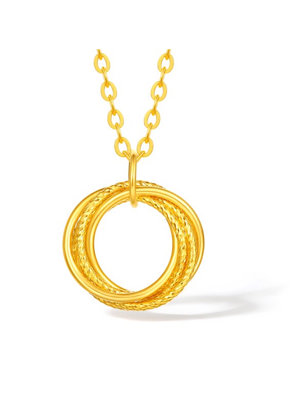 24K Gold Mobius Circle Infinity Necklace for Women, Dainty Pendant Fine Jewelry Gift for Her, 16-18 Inch